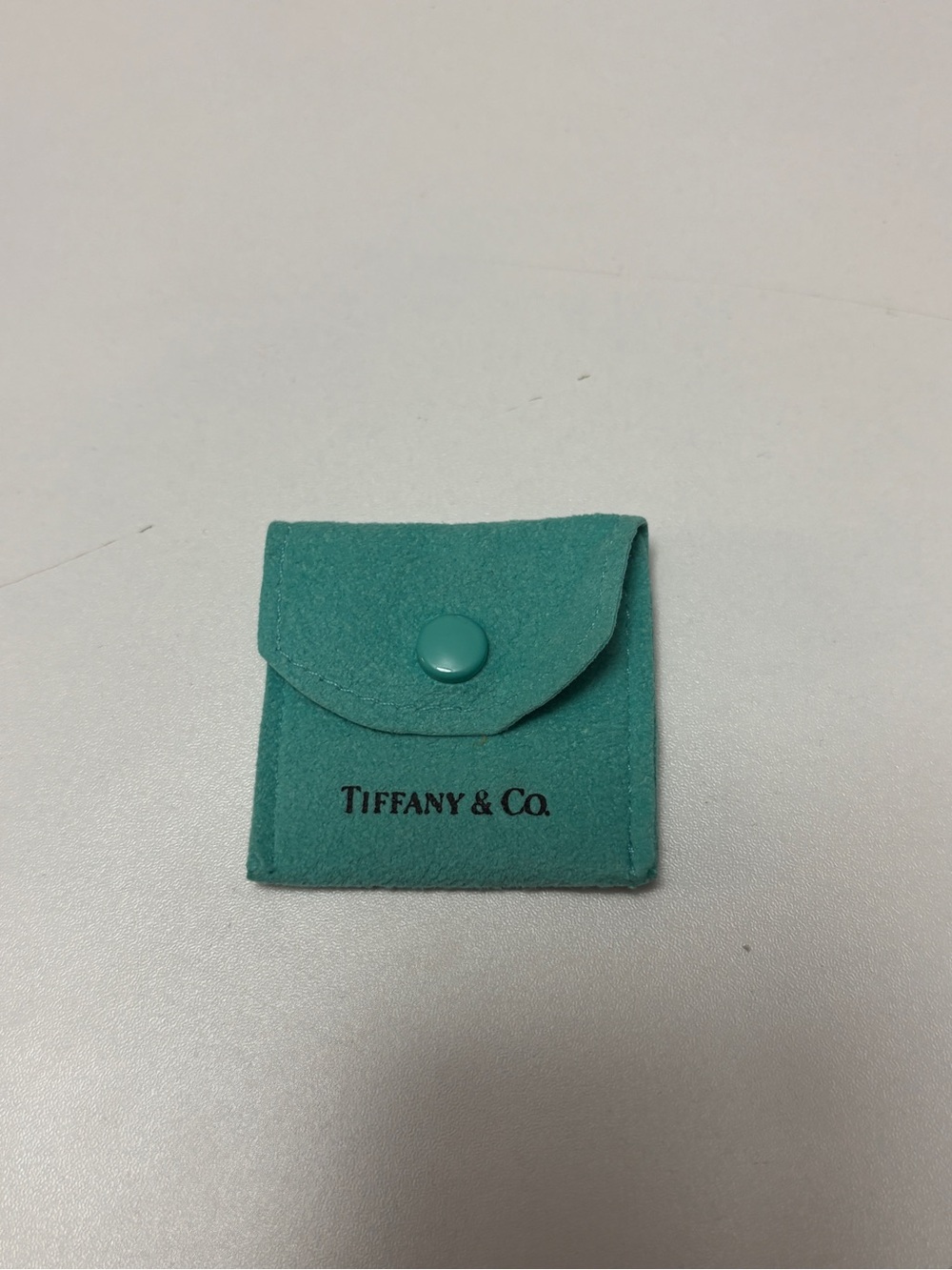 Tiffany & Co. robin's-egg teal suede snap pouch